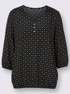 Chemisier Imprimé Minimaliste Col En V Manches 3/4 -Promos Mode Exquise Boutique 163.00FJ156340 A51.001