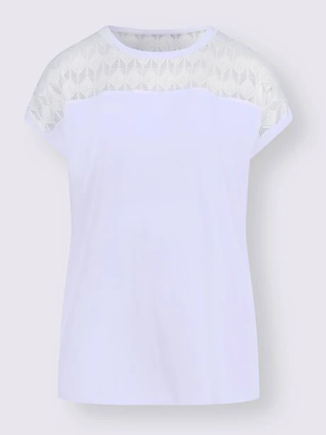 T-shirt à Encolure Ronde Empiècement Dentelle Devant Et Derrière 3 T-shirt à Encolure Ronde Empiècement Dentelle Devant Et Derrière – Image 3