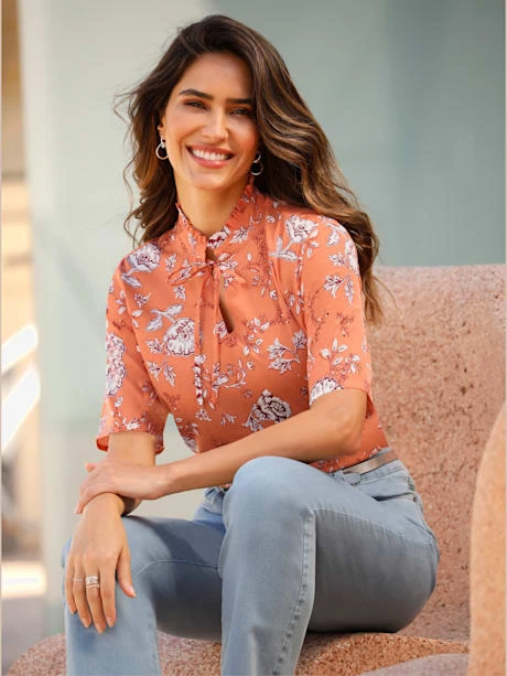 Chemisier Col Montant Froncé 1 Chemisier Col Montant Froncé